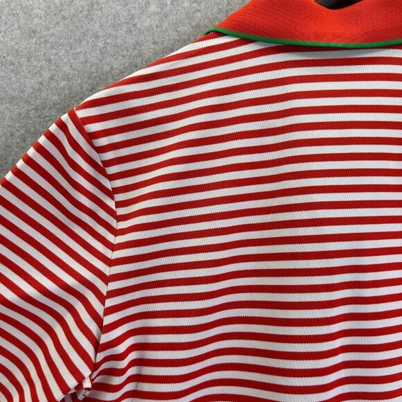 Men's RLX Ralph Lauren Polo Shirt Medium Maritime Orange White Striped Prep Golf - Picture 6 of 12